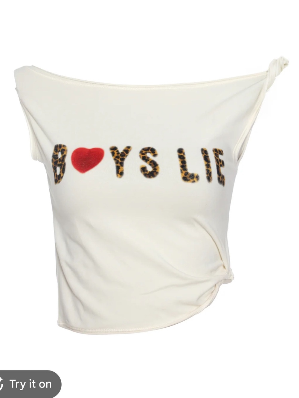Boys Lie Cream Tank with Leopard Print Logo & Red Heart